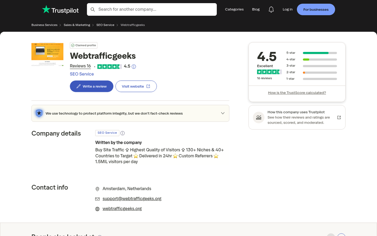Customer testimonials and reviews for Webtrafficgeeks