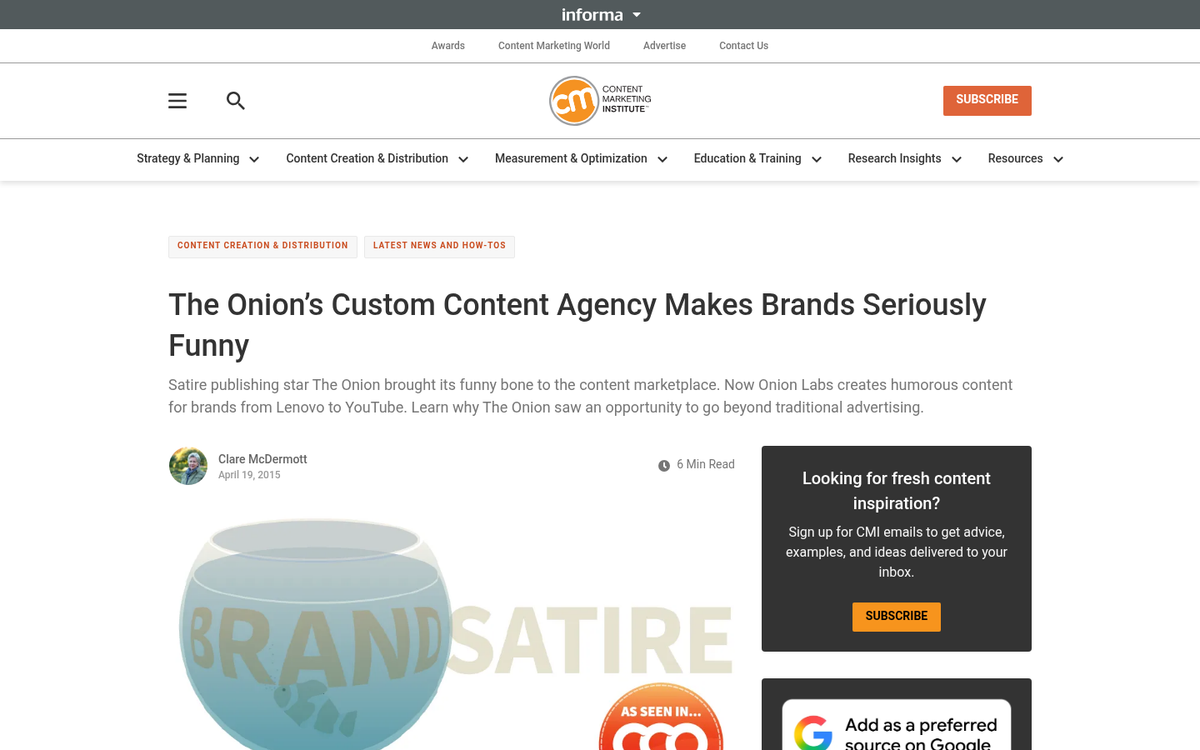 5. The Onion's Sponsored Content