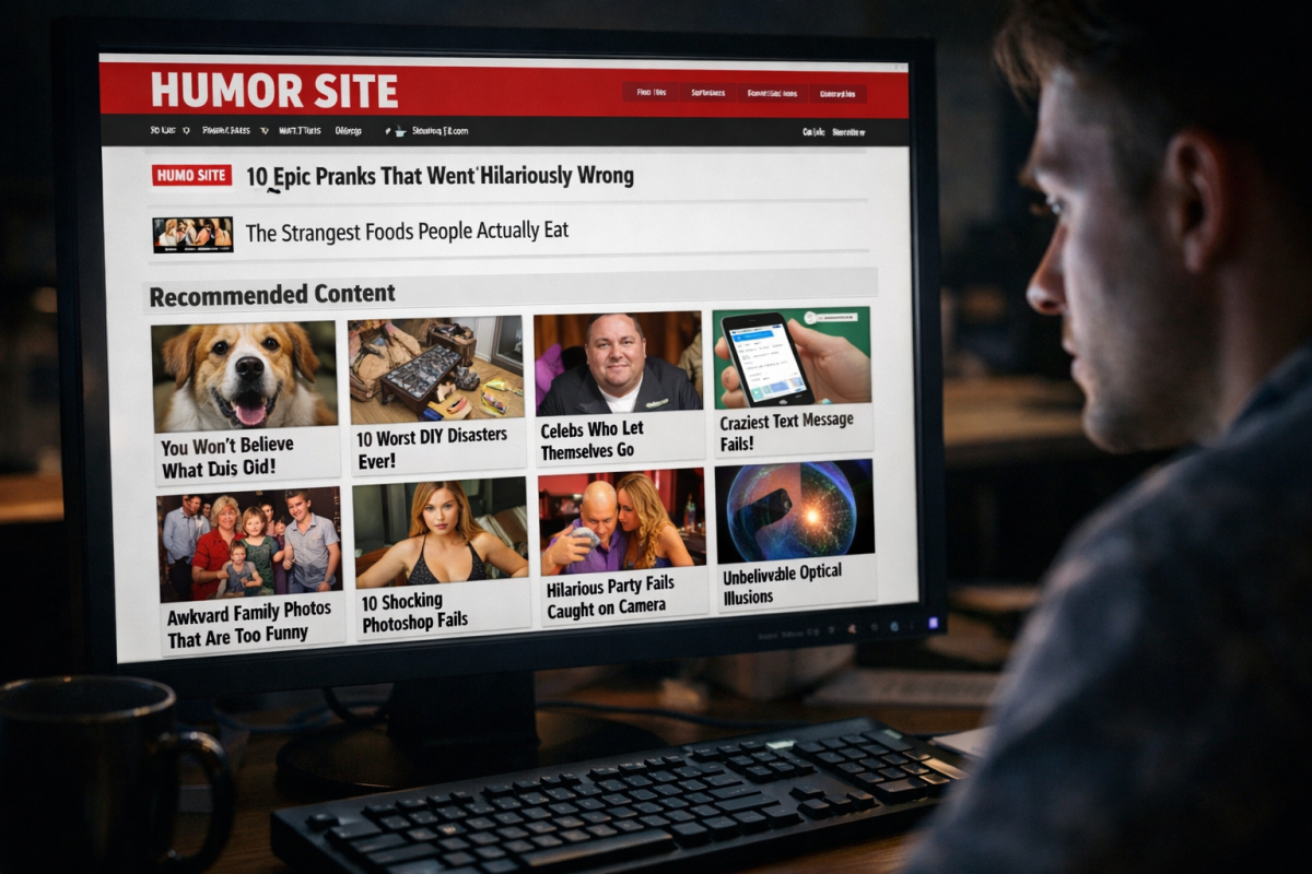 Cracked website displaying native ad content