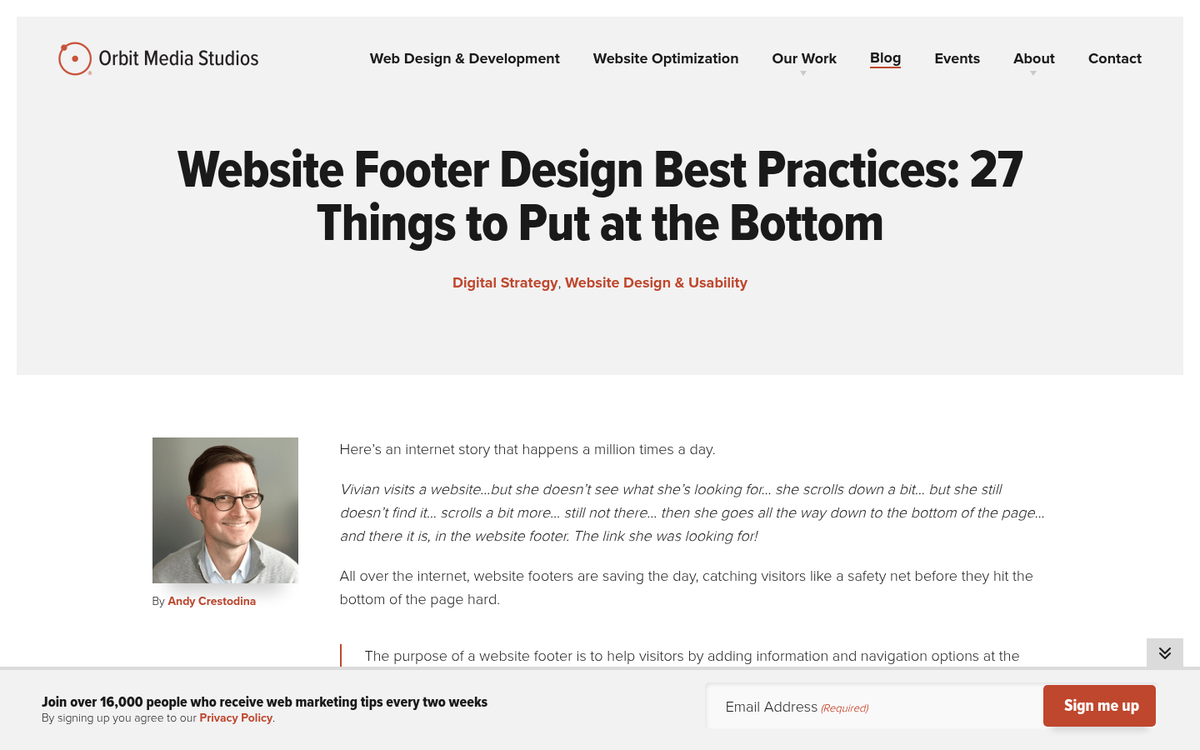 Website contact page screenshot example