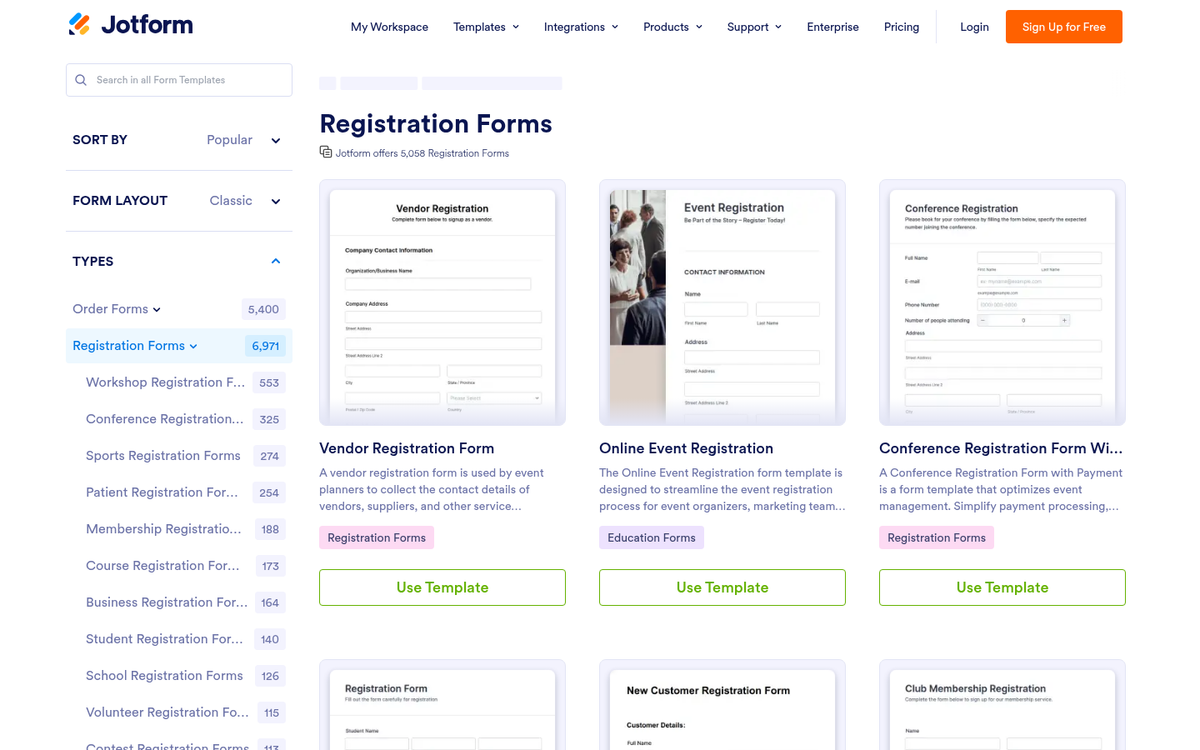 Short registration form with minimal fields