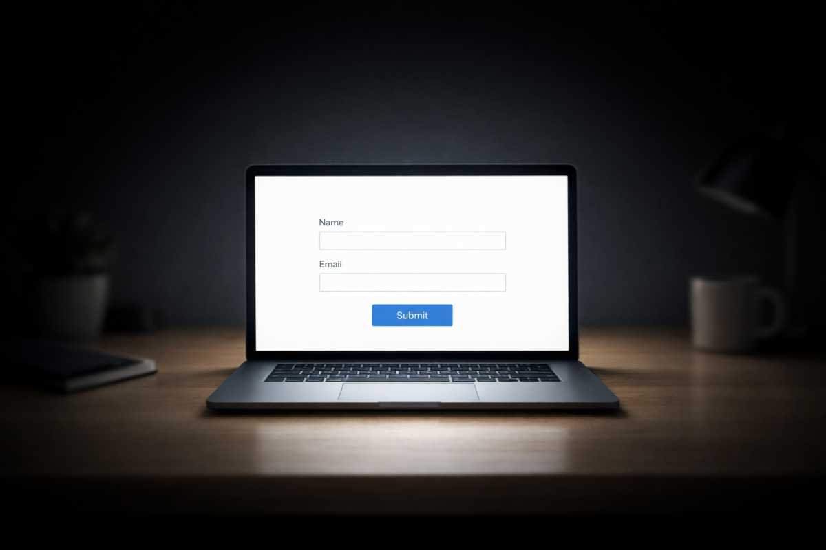 Clean registration form with minimal distractions