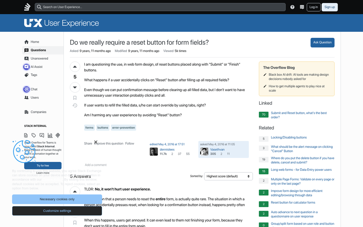 Registration form with no clear button