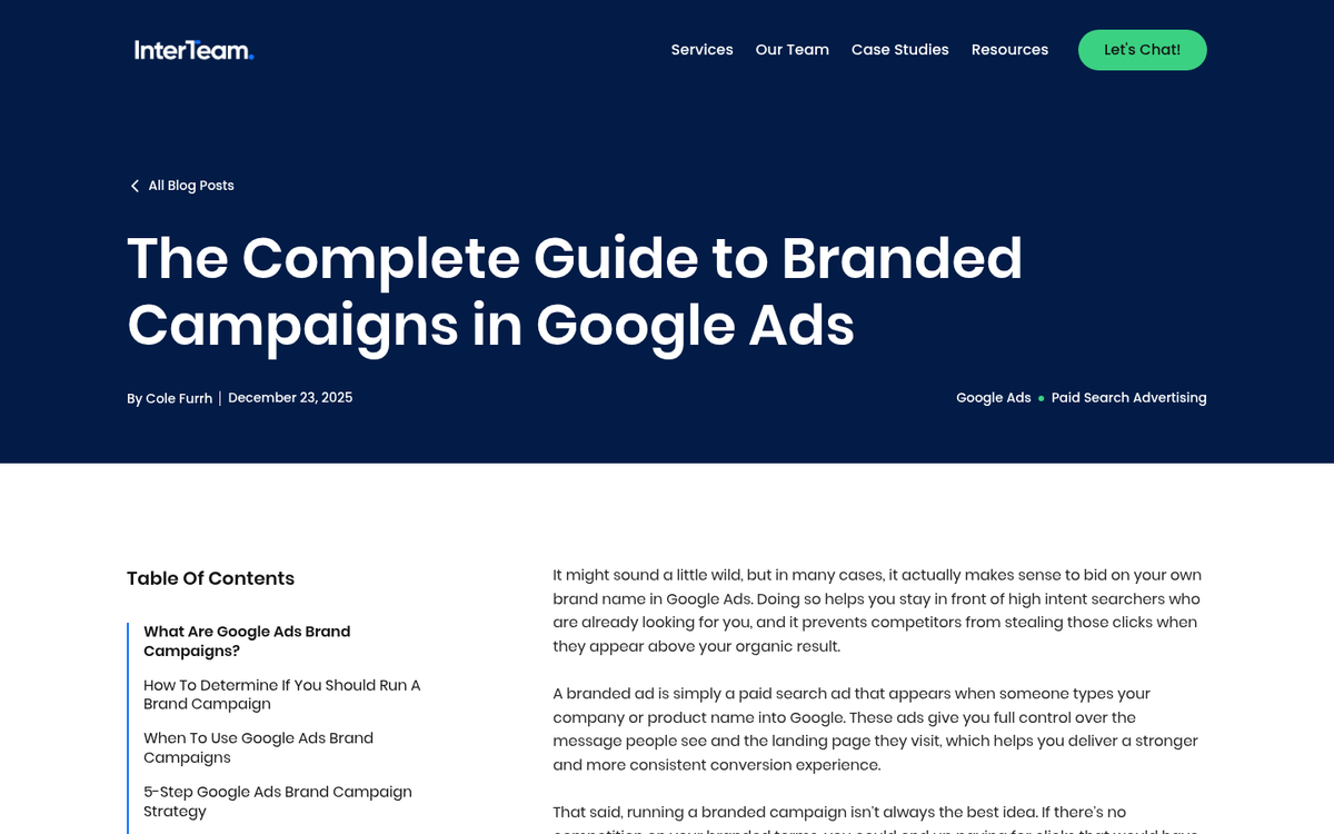 Google search results showing branded keyword ads