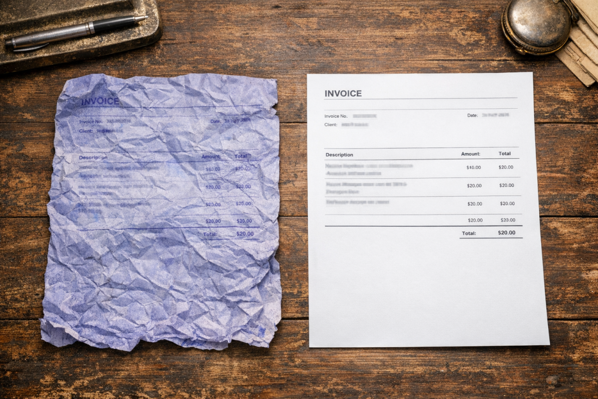 Copied document with plagiarism warning stamp