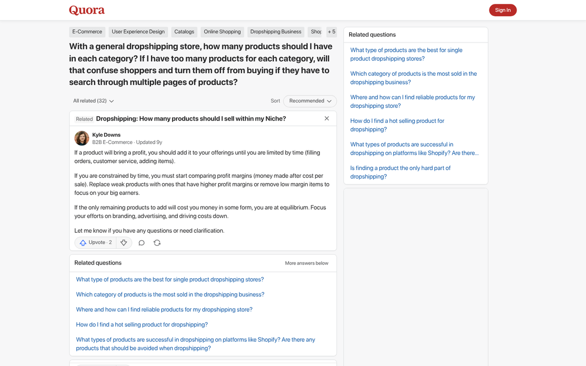 Overwhelming online store with too many products