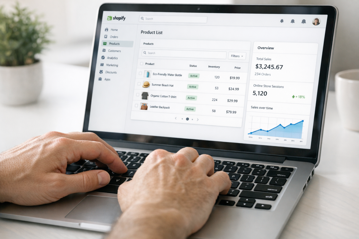 Magnifying glass over website SEO analytics