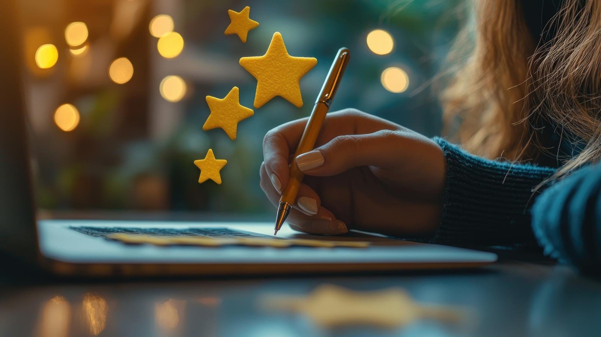 Customer leaving online star rating review