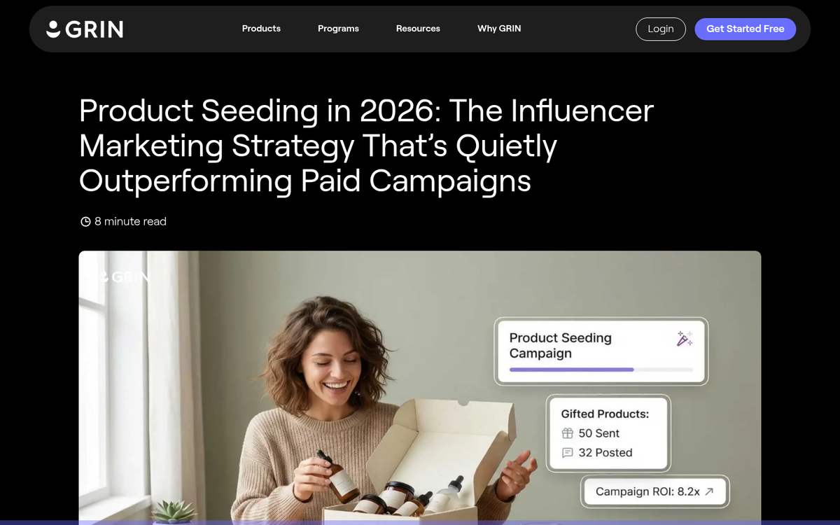 Free product samples displayed on website