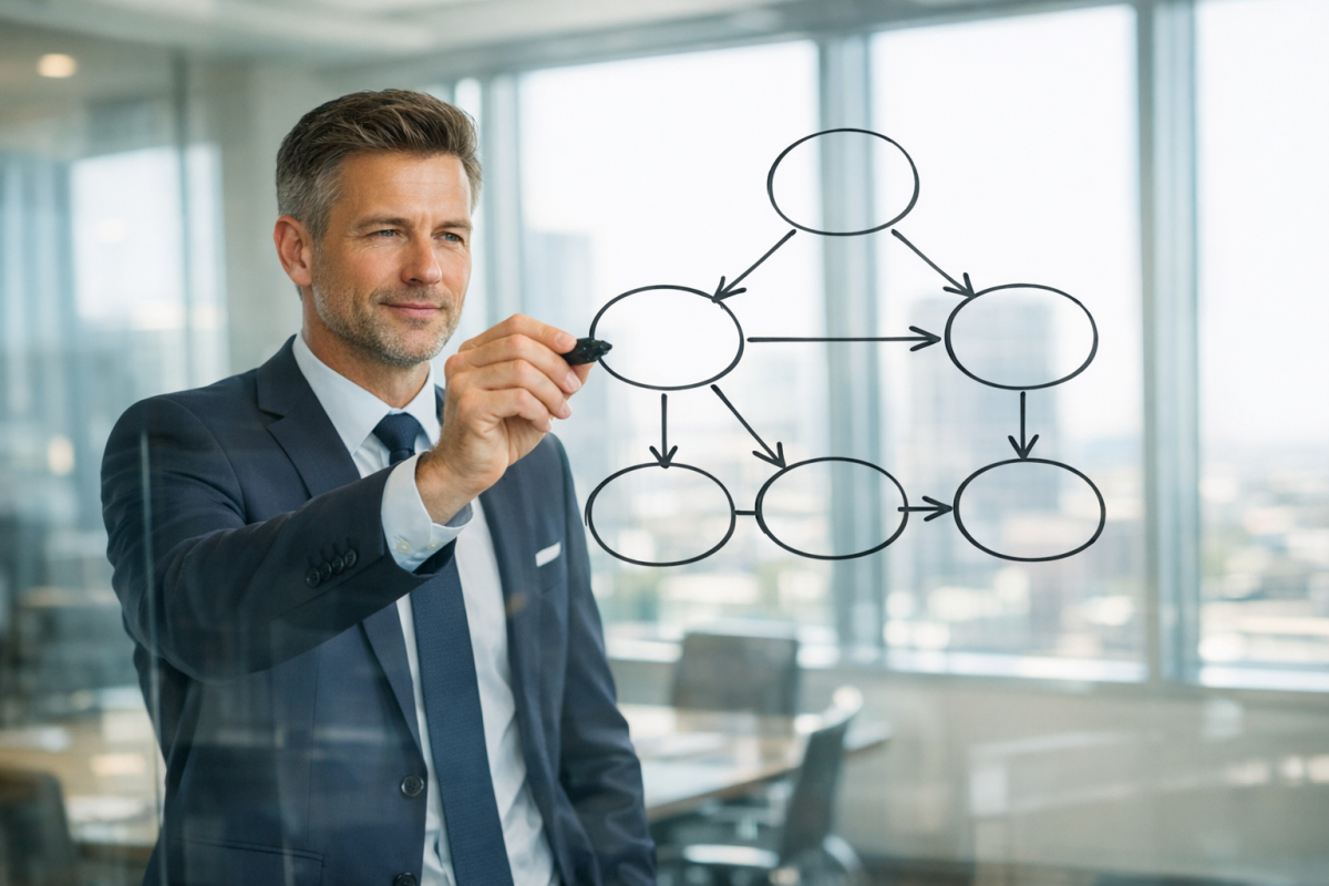 Simplified sales funnel diagram with stages