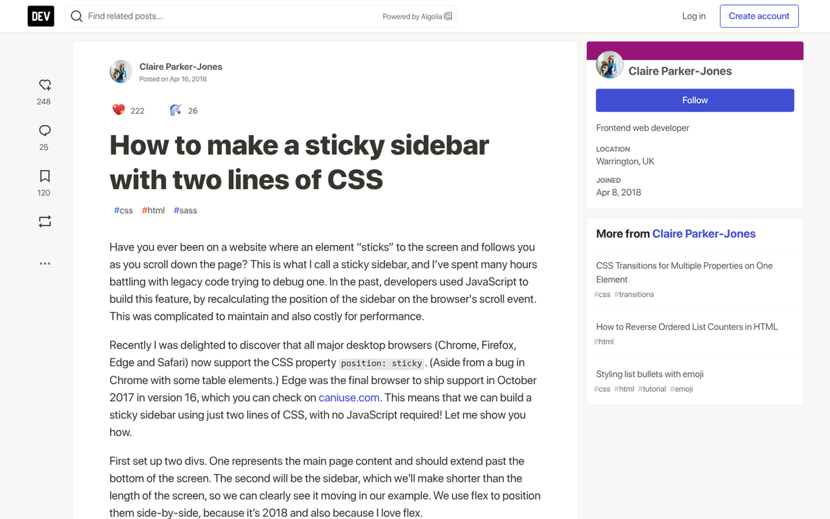 Ad placement left of article title
