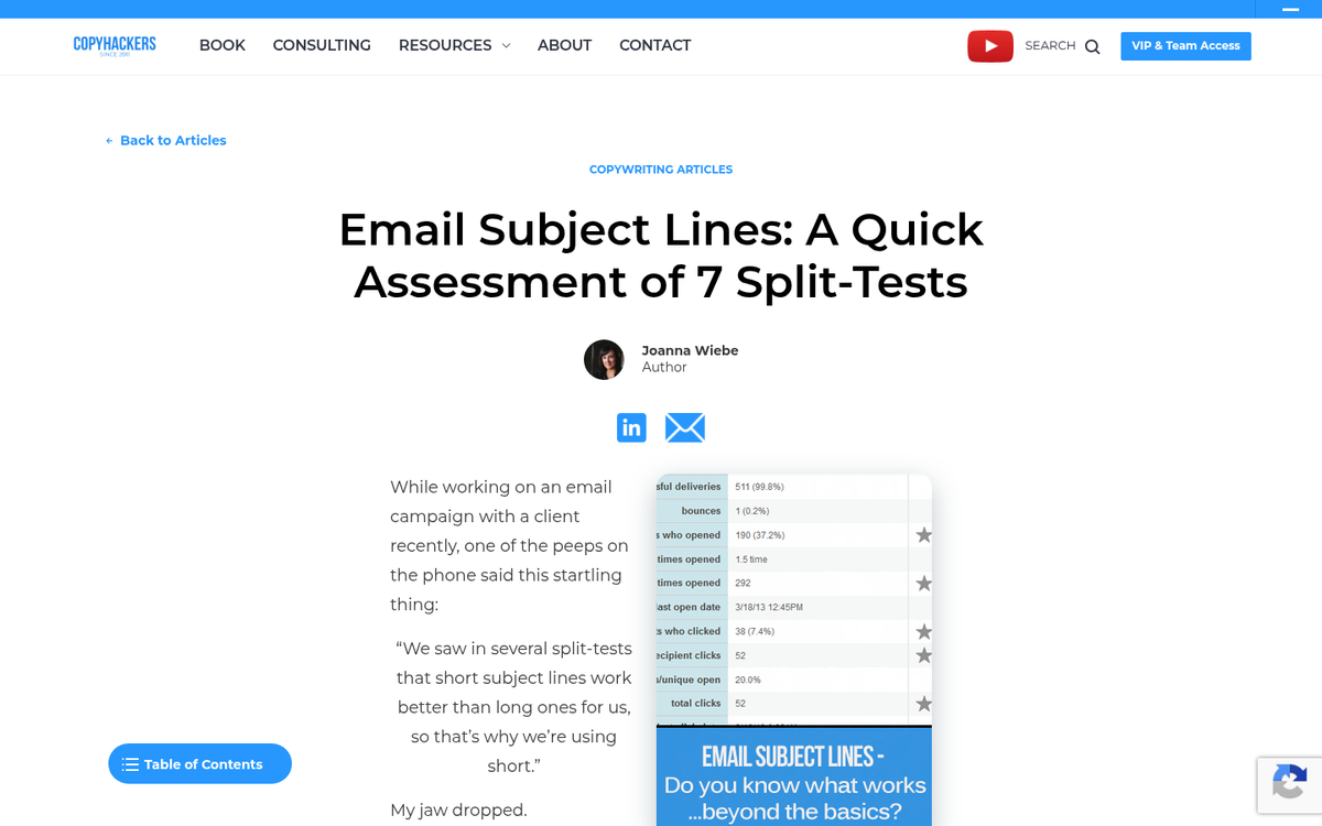 Email copywriting on a laptop screen