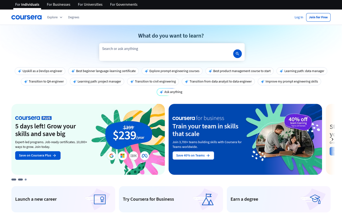 Online learning platform course enrollment page