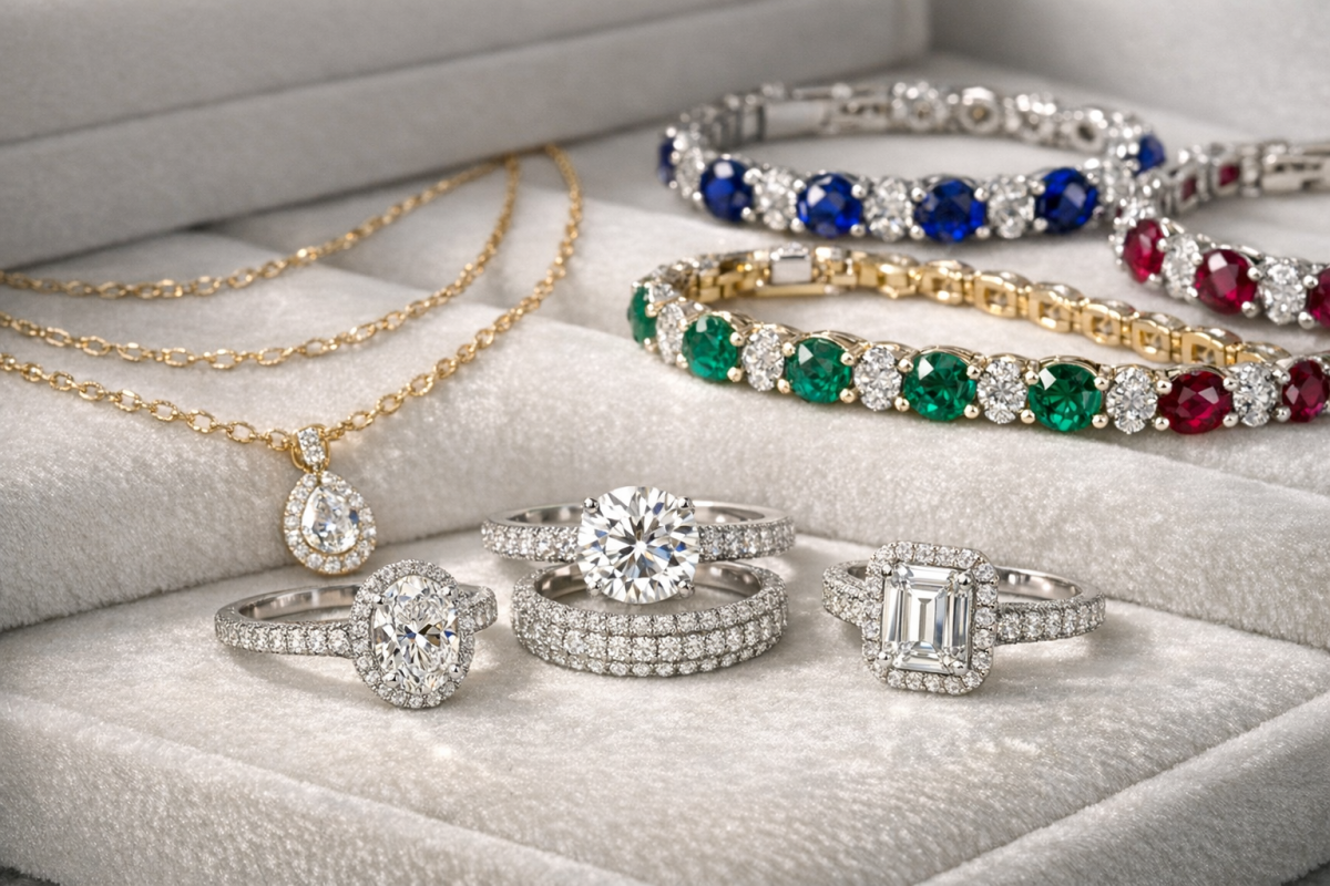 Elegant jewelry pieces on display