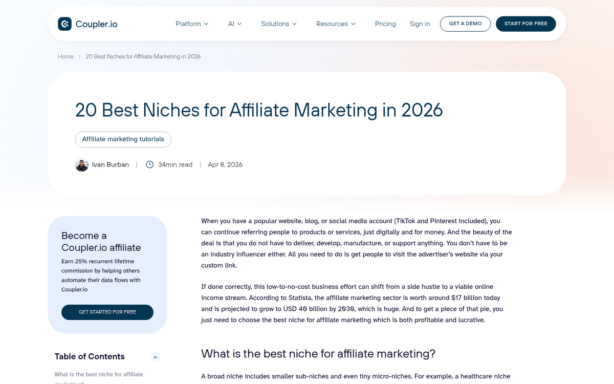 Technology CPA advertisement niche example