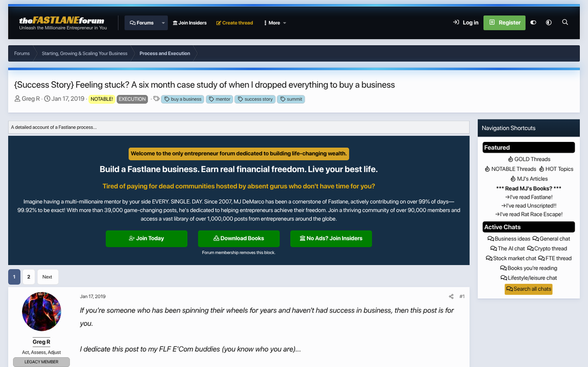Forum homepage displaying valuable community content