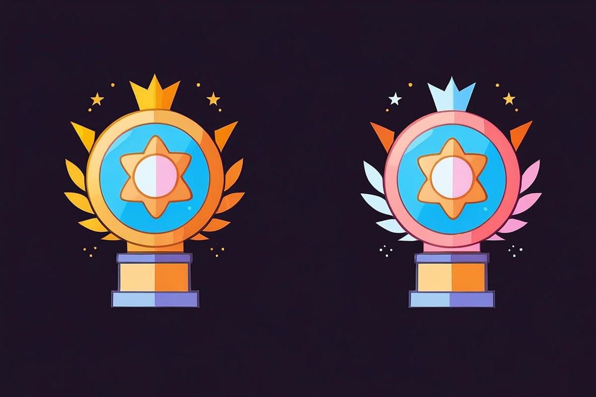 Trophy and badge reward system icons