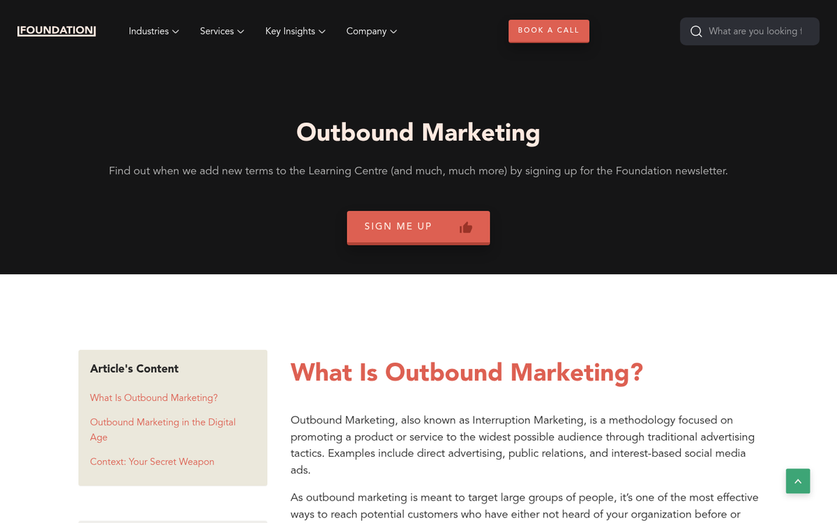 Outbound marketing channels and advertising methods