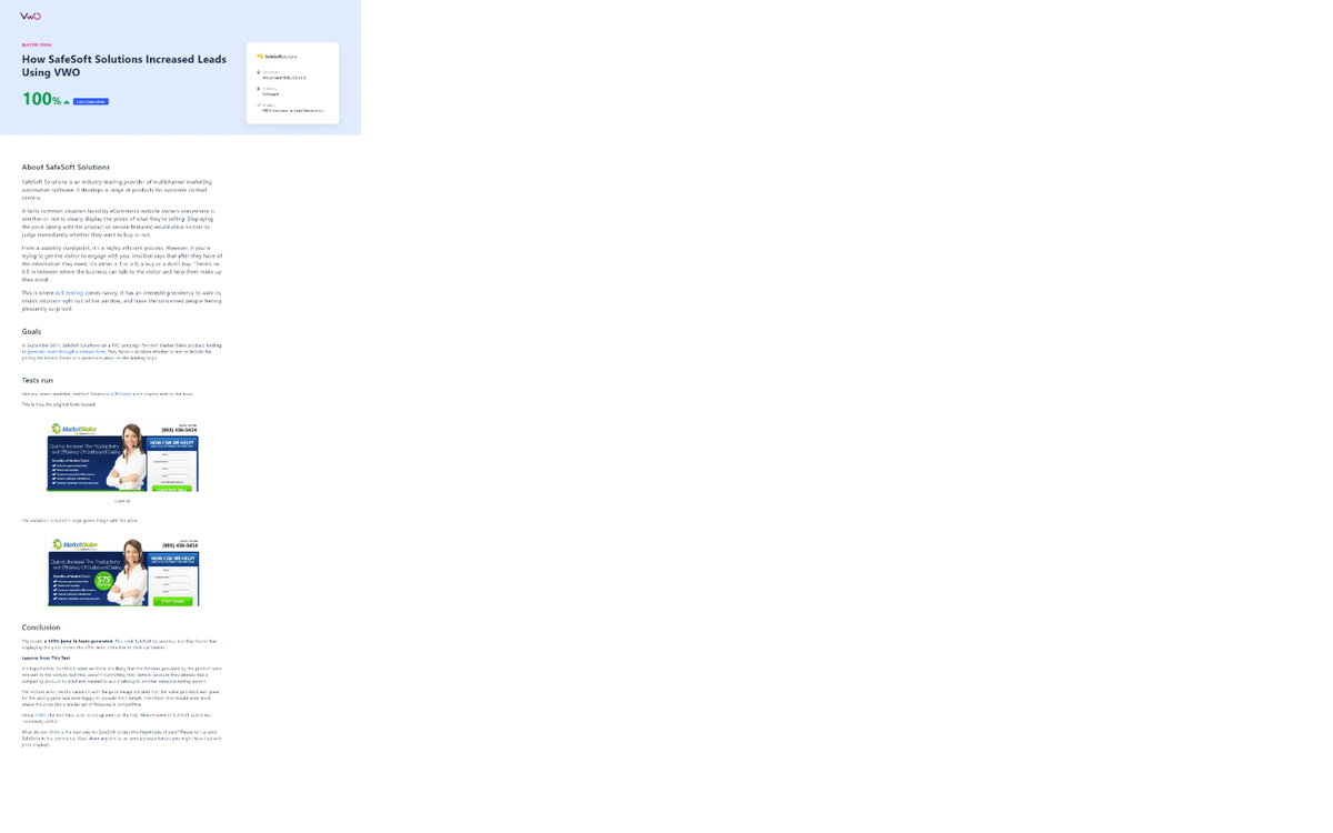 Website screenshot showing compelling value proposition CTA