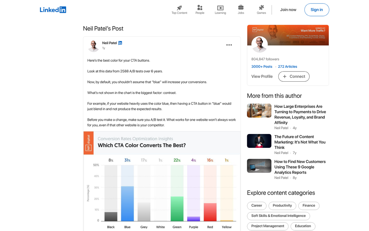 Colorful button driving higher conversion rates