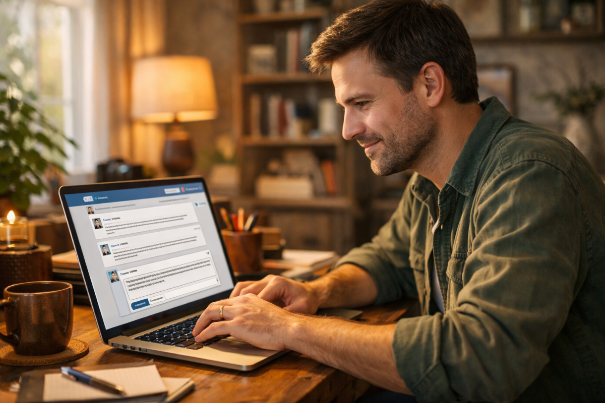 Person sharing links in online forum discussion