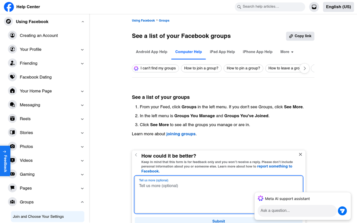 Facebook group community discussion and engagement