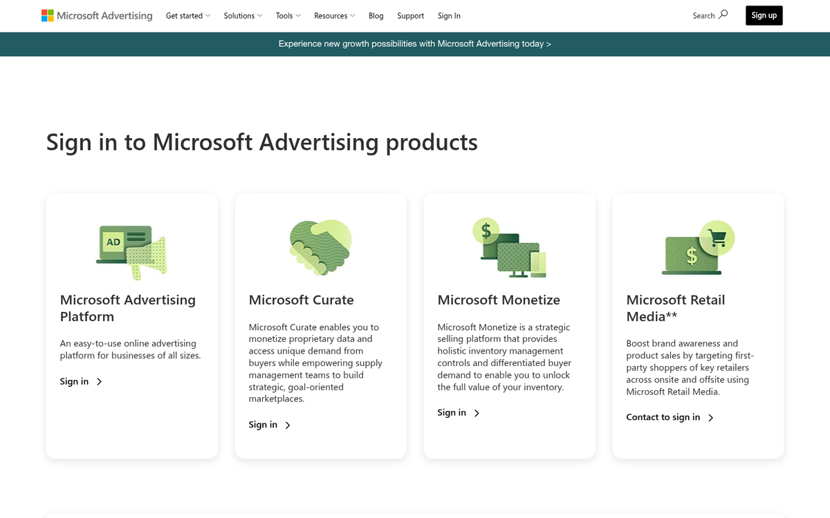Microsoft Advertising Bing Ads dashboard interface