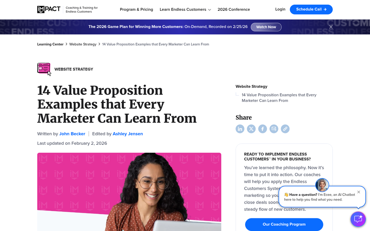 Website A/B testing value proposition comparison