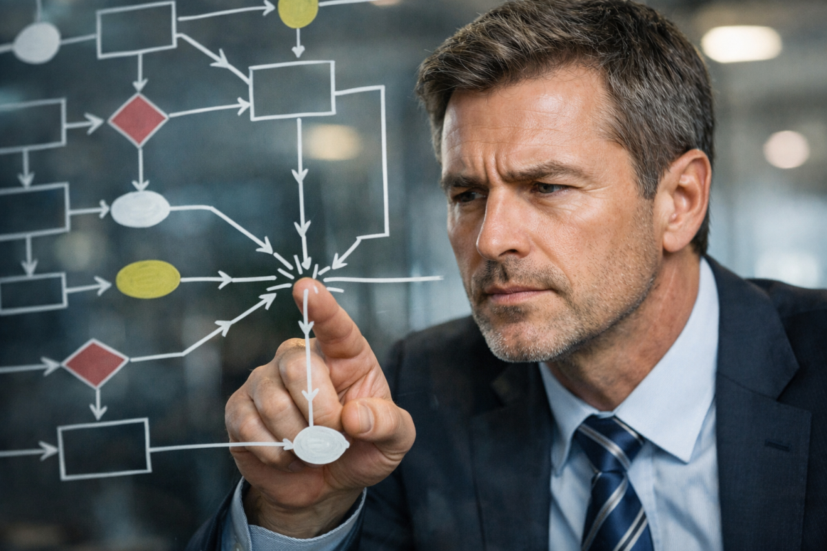 Person anticipating customer concerns before they arise