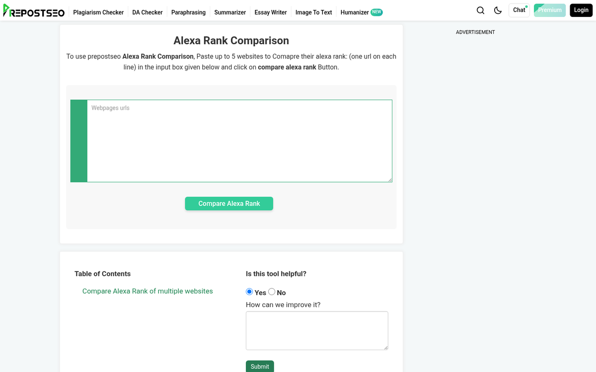 Alexa website ranking dashboard interface screenshot