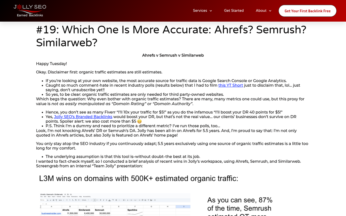Website ranking alternative tools comparison chart