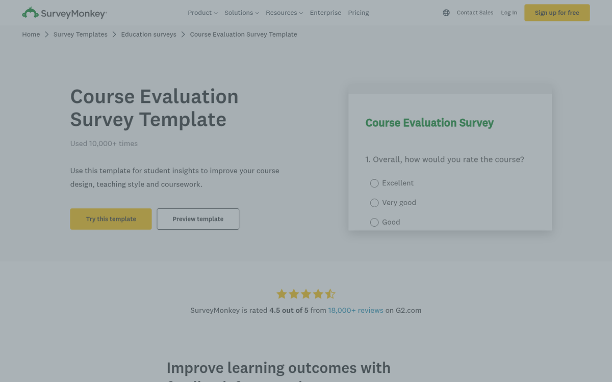 Udemy student feedback survey screenshot