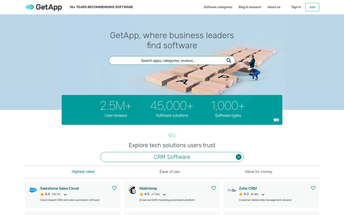 Mobile app directory website screenshot