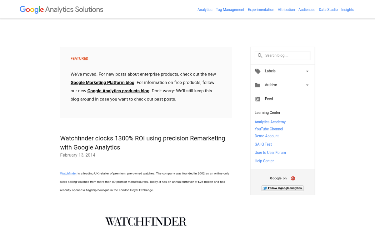Watchfinder luxury watch retargeting ad example