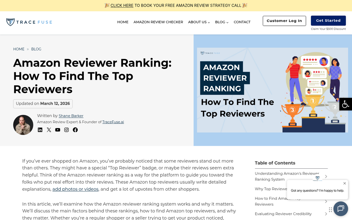 Amazon top reviewer profile page screenshot