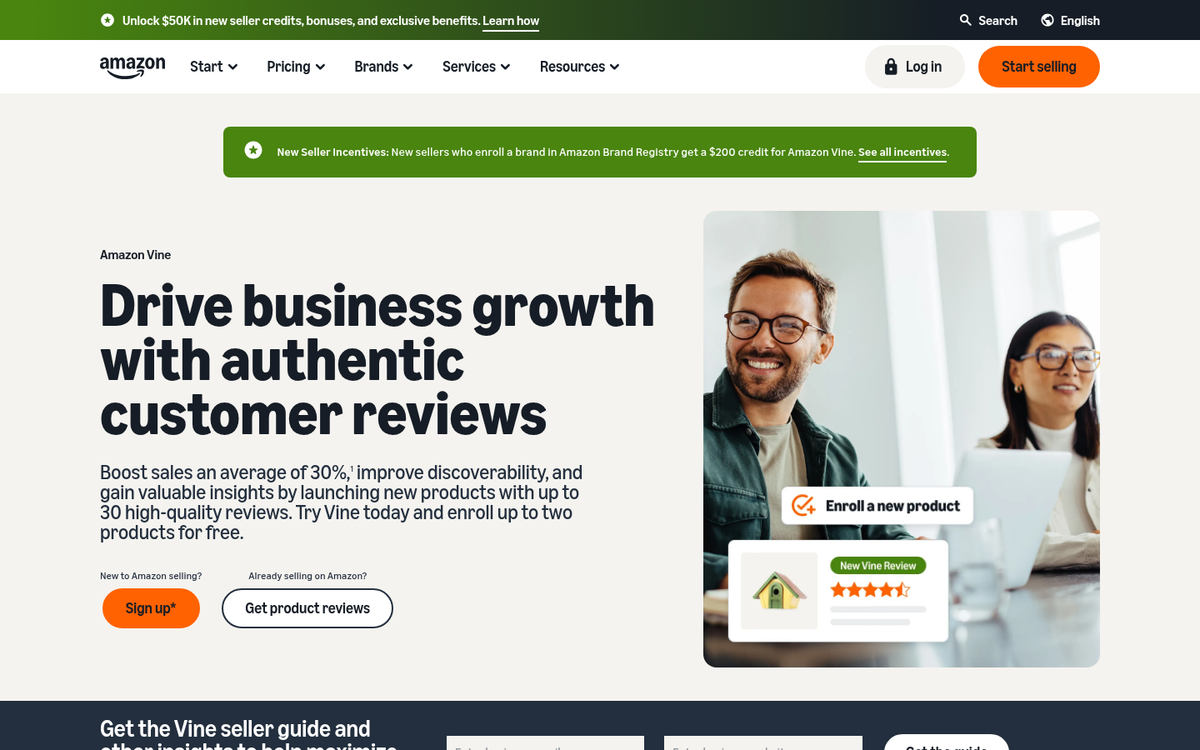 Amazon Vine program webpage screenshot