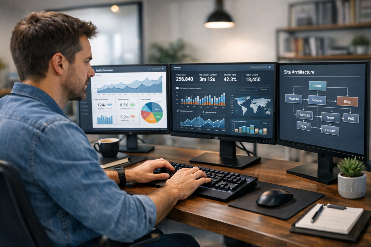 News website optimization settings on screen