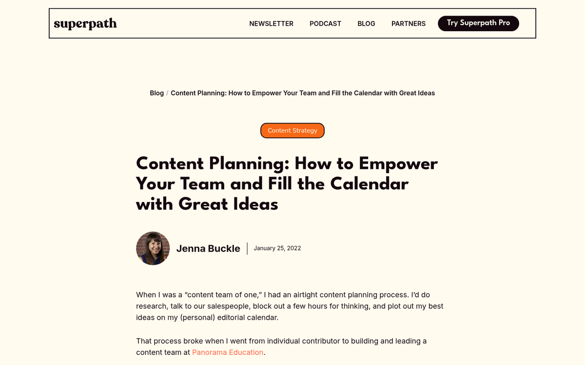 Person planning blog content on screen