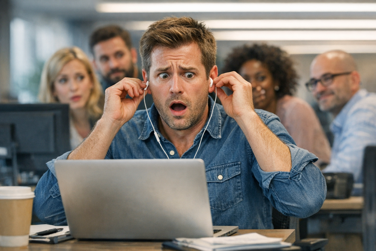 Person frustrated by autoplay video on screen