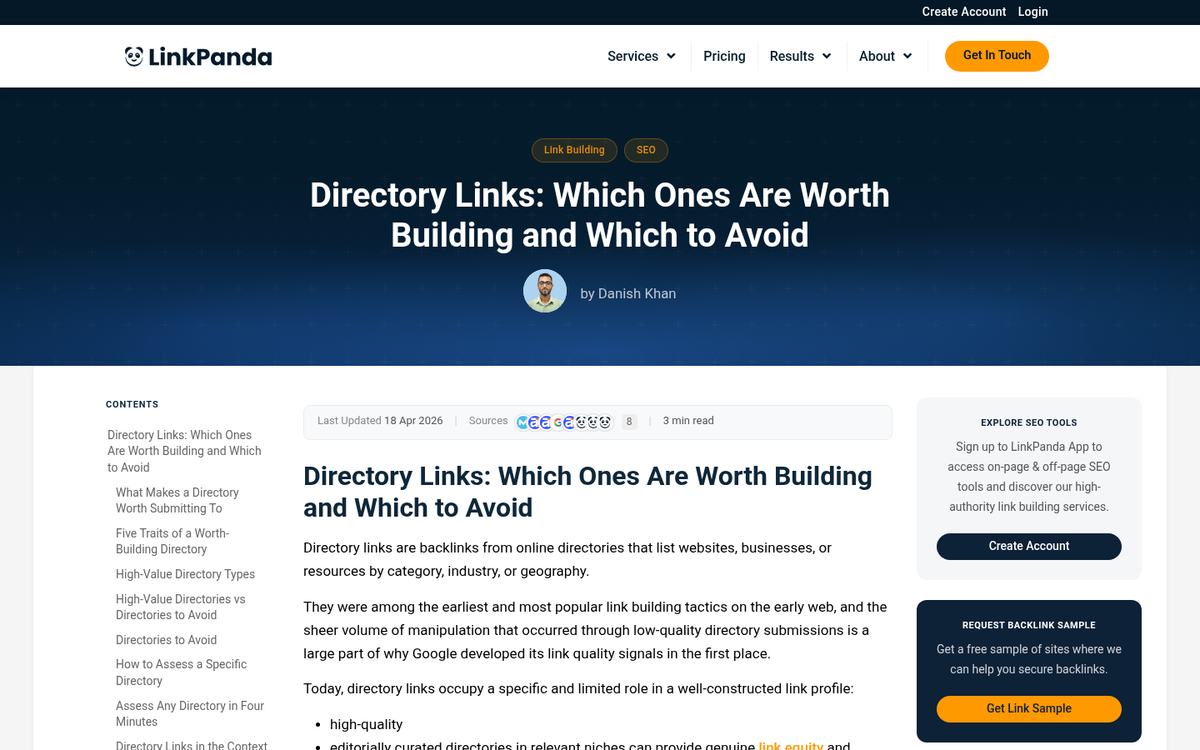 Directory listing website screenshot