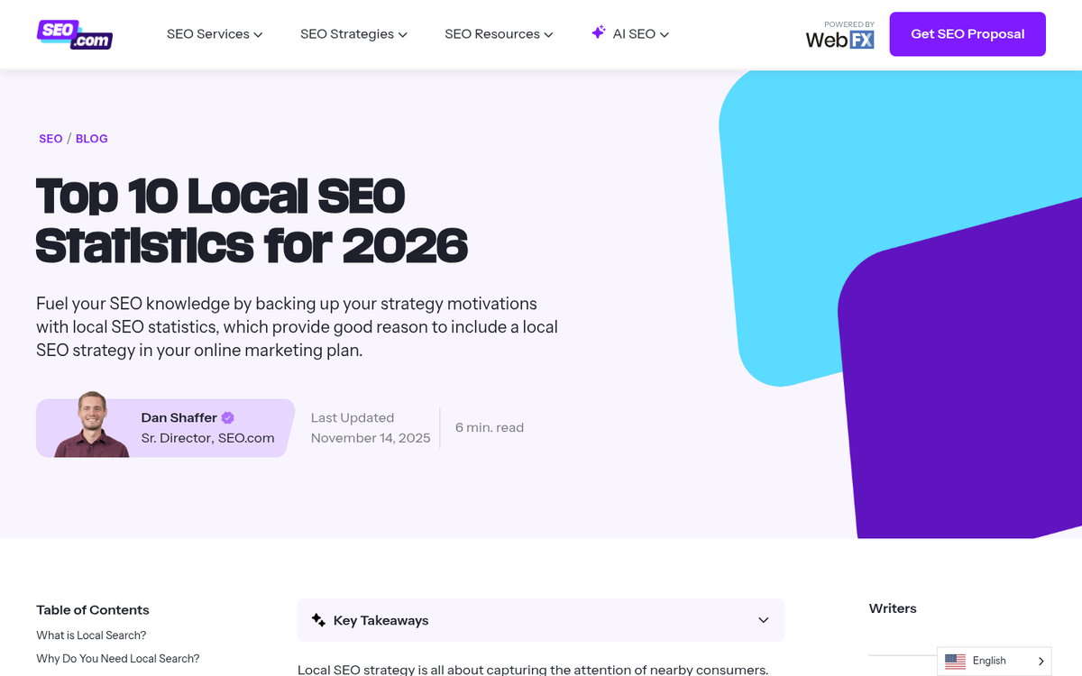 Local business directory listing on screen