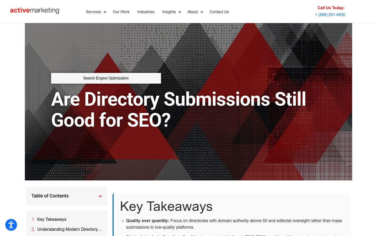 Summary chart weighing directory submission value