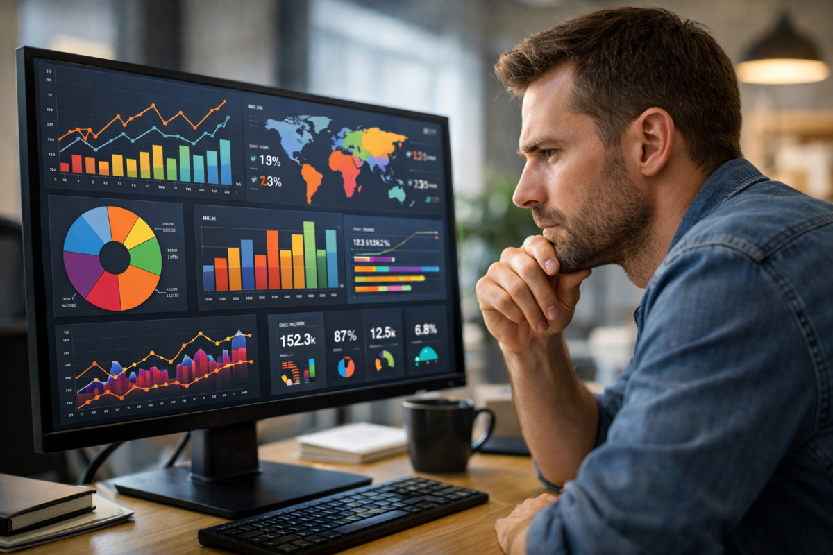 Person reading unrelated website content confused