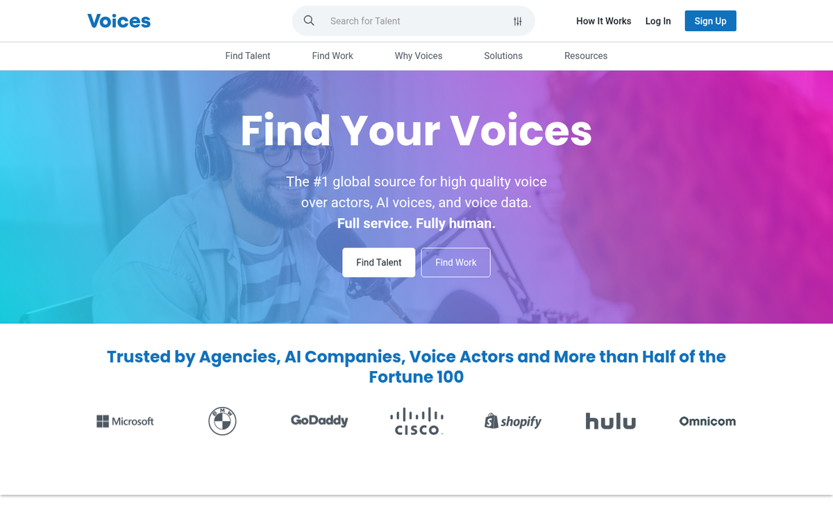 Voice actor recording in a studio