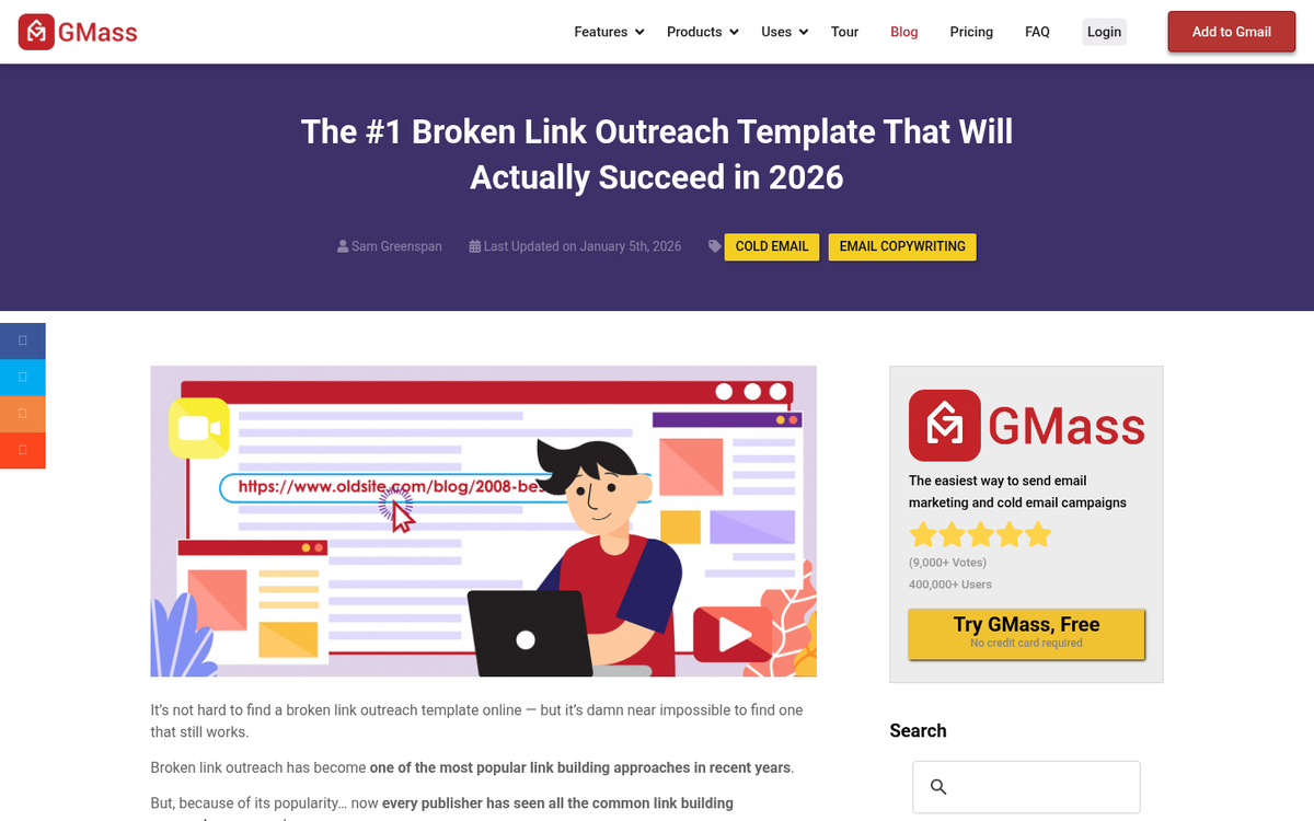 Broken webpage showing 404 error message