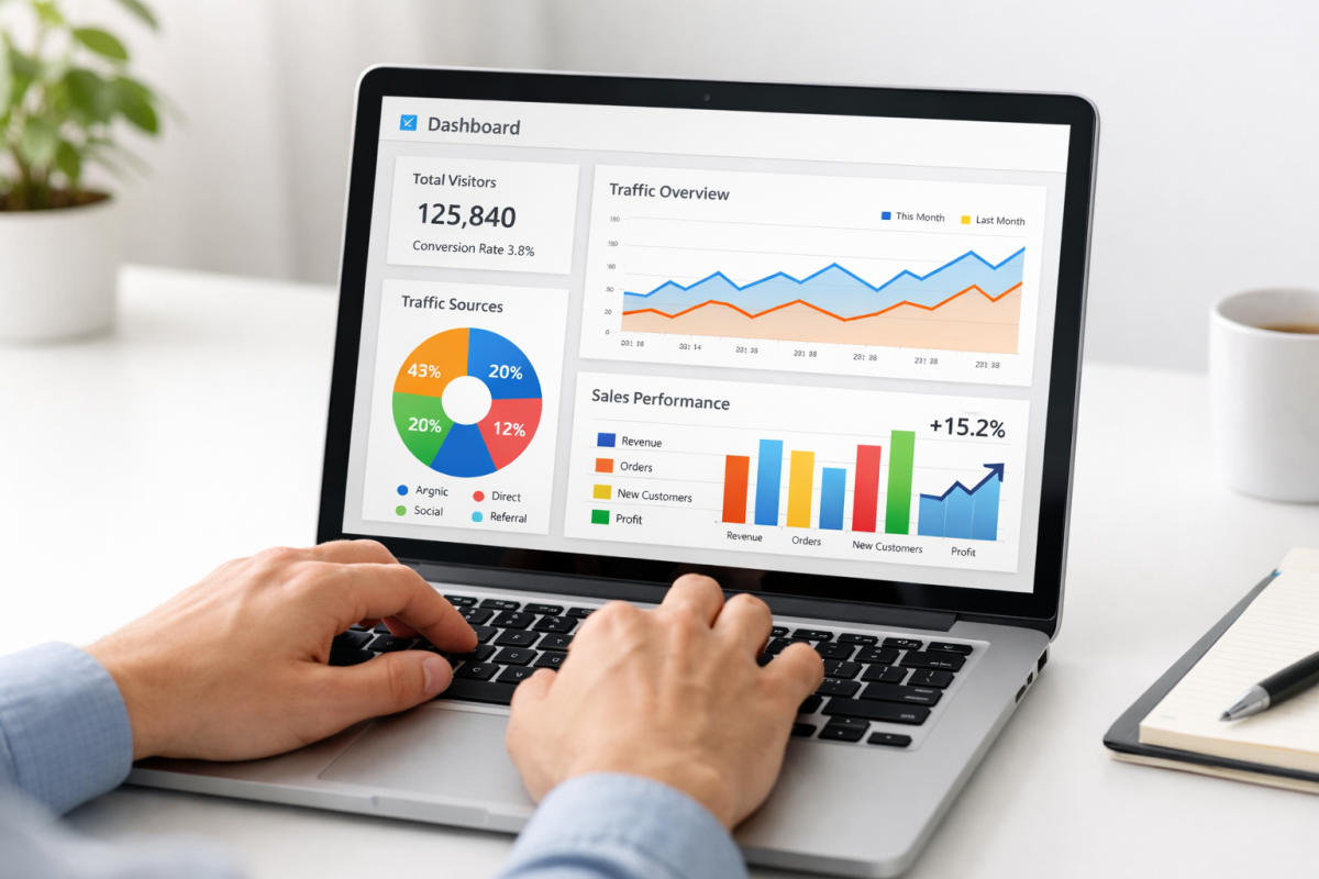 Landing page analytics report setup screen