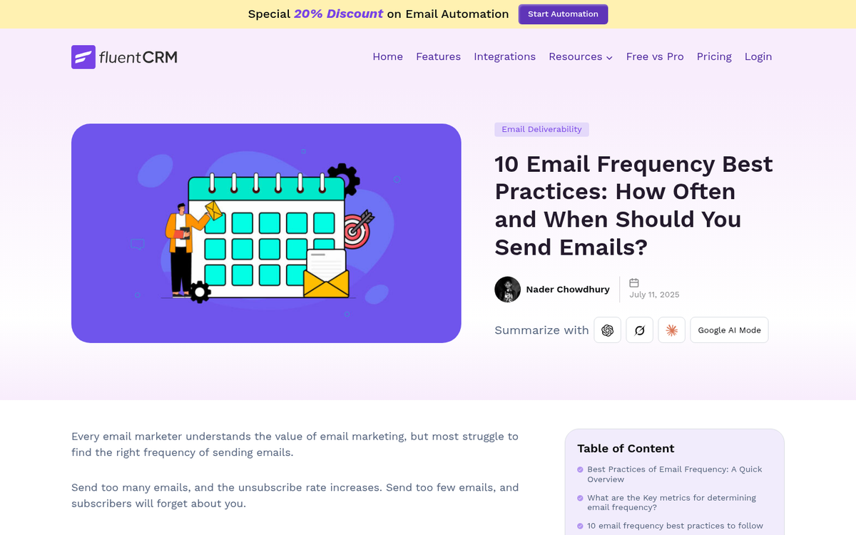 Calendar showing weekly newsletter schedule