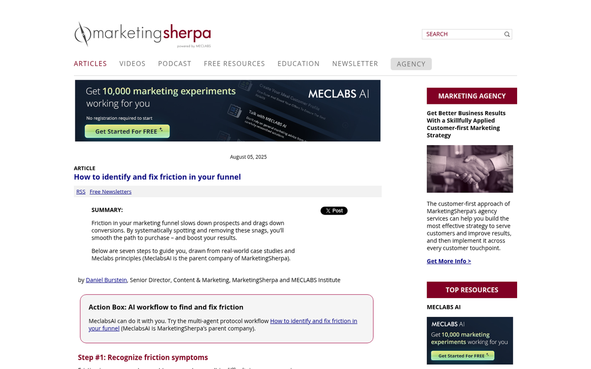 Landing page with intentional friction elements