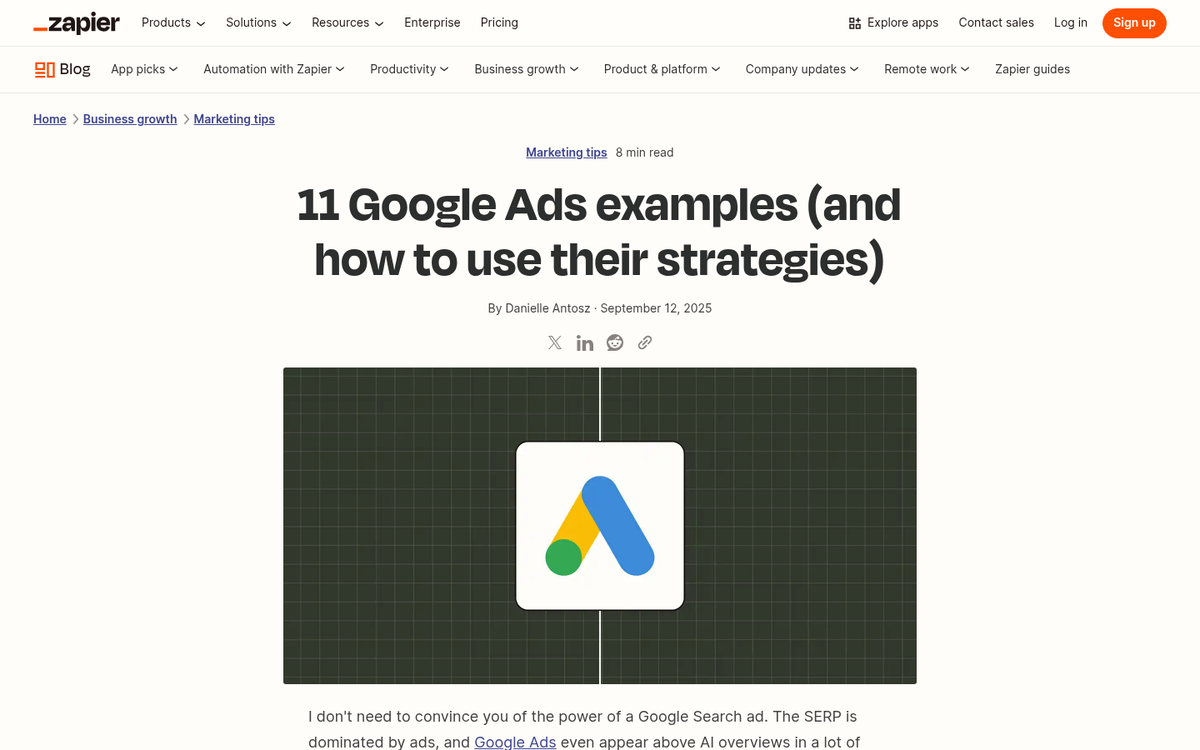 Compelling advertisement copy on webpage screenshot