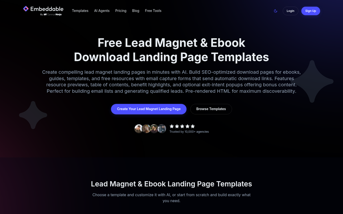 Free content download landing page screenshot